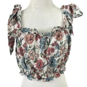 Forever 21 Floral Tie Strap Crop Top Cottagecore Summer Women 1X